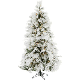 6.5-Ft. Frosted Fir Snowy Artificial Christmas Tree with Clear Smart String Lights