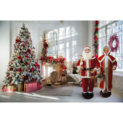 58" Dancing Mrs. Claus with Hooded Cloak and Basket