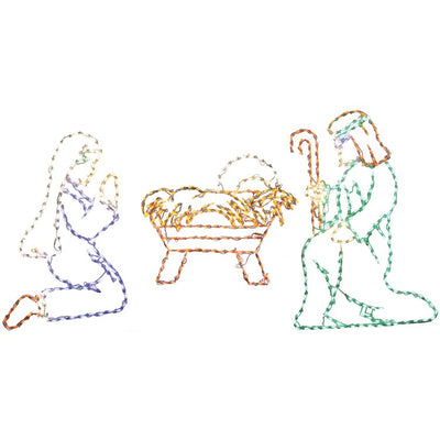 Christmas Giant Outdoor LED Lights Three-Piece Nativity Set with Joseph/Mary/Baby Jesus