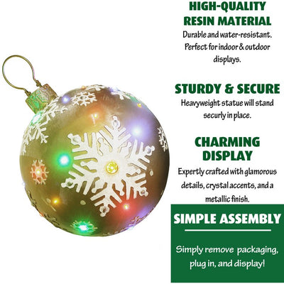 Indoor/Outdoor Oversized Christmas Decor with LED Lights/18" Jeweled Ball Ornament