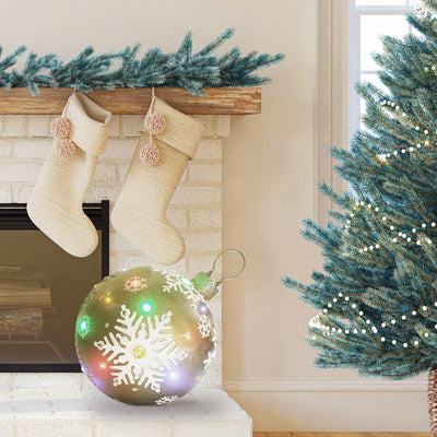 Indoor/Outdoor Oversized Christmas Decor with LED Lights/18" Jeweled Ball Ornament