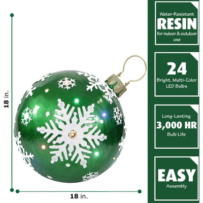Indoor/Outdoor Oversized Christmas Decor with LED Lights/18" Jeweled Ball Ornament