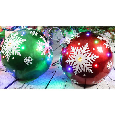 Indoor/Outdoor Oversized Christmas Decor with LED Lights/18" Jeweled Ball Ornament