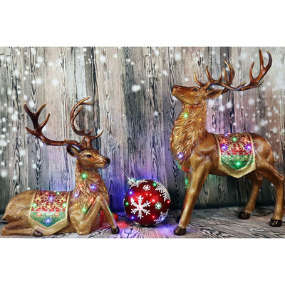 Indoor/Outdoor Oversized Christmas Decor with LED Lights/5-Ft. Tall Metallic Standing Reindeer