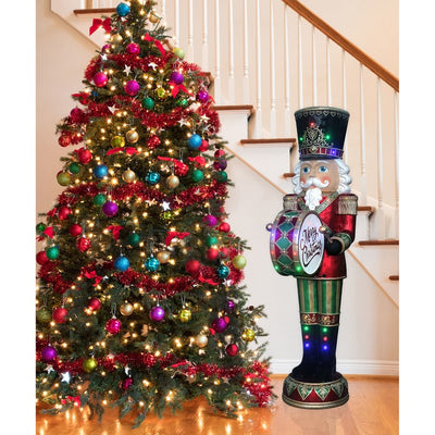 Indoor/Outdoor Oversized Christmas Decor 6-Ft. Nutcracker Playing Bass Drum