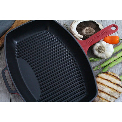 Chasseur French 12" Rectangular Enameled Cast Iron Grill Pan