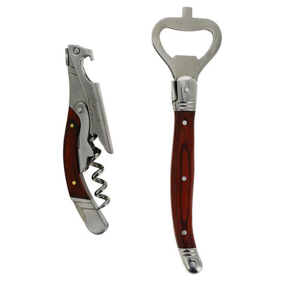 Laguiole Bottle Opener and Cork Screw with Pakkawood Handles Two-Piece Set