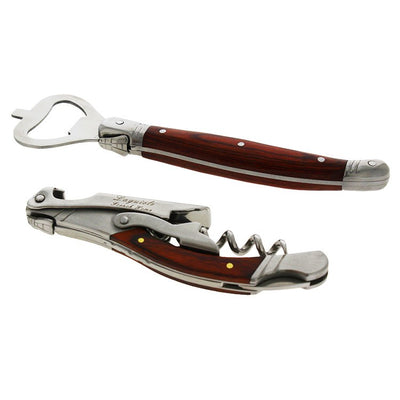Laguiole Bottle Opener and Cork Screw with Pakkawood Handles Two-Piece Set