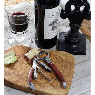 Laguiole Bottle Opener and Cork Screw with Pakkawood Handles Two-Piece Set