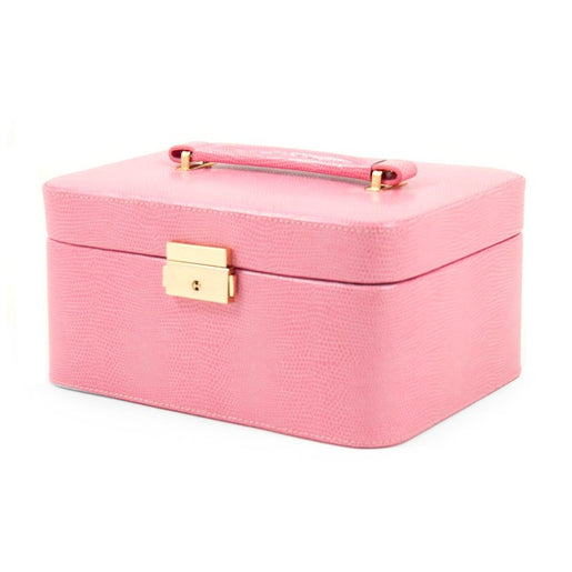 Lizard Pattern Debossed Leather Jewelry Box - Pink