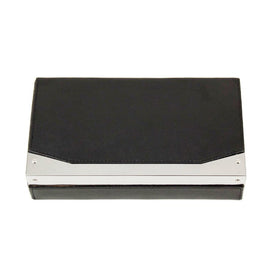 Leather Four-Cigar Humidor with Stainless Steel Cutter and Humidistat - Black