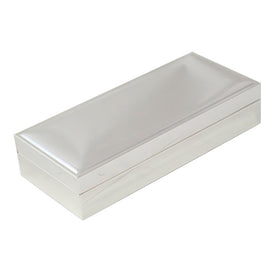 3.5" x 8" Nickel-Plated Rectangular Hinged Box with Velvet Lining