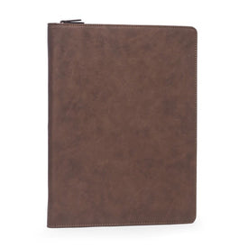 Multi-Compartment Business Padfolio/Portfolio with Zipper Closure - Brown