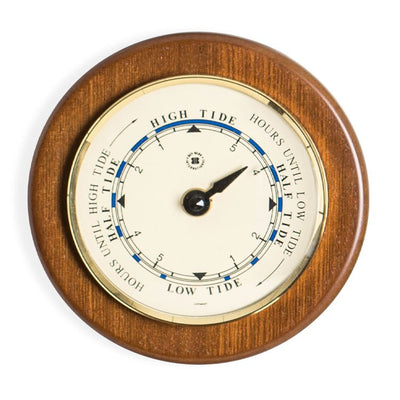 5" Cherry Wood Tide Clock with Brass Bezel