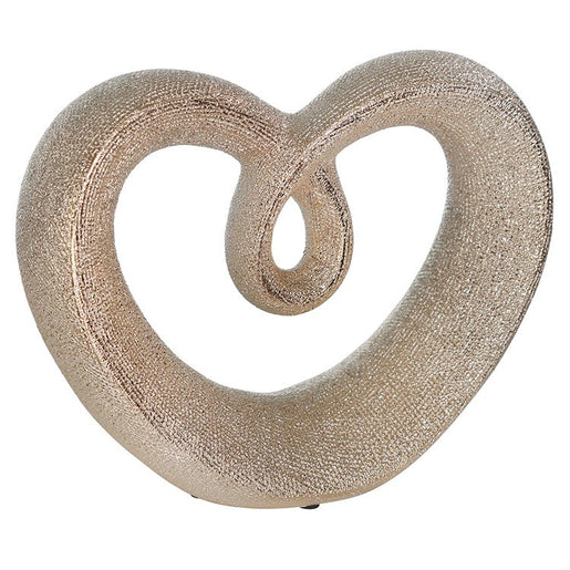10" x 3.5" x 8" Gold Ceramic Beaded Heart Sculpture
