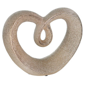 10" x 3.5" x 8" Gold Ceramic Beaded Heart Sculpture