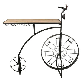 Metal and Wood Bike Wine Rack