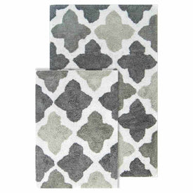 21" x 34" & 17" x 24" Alloy Moroccan Tiles Gray Two-Piece Bath Rug Set
