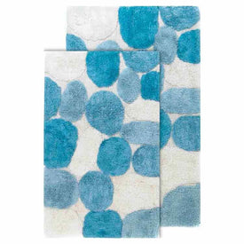 21" x 34" & 24" x 40" Pebbles Aquamarine Two-Piece Bath Rug Set