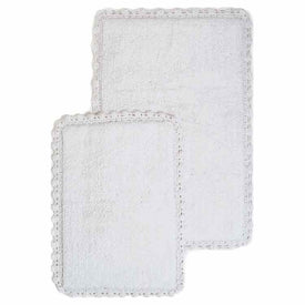 21" x 34" & 17" x 24" Crochet White Two-Piece Bath Rug Set