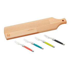 Jean Dubost Laguiole Five-Piece Tapas Board with Multi-Color Handles