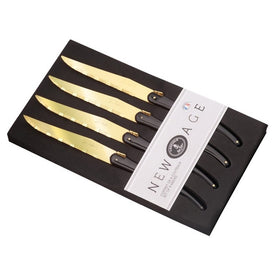 Jean Dubost Laguiole New Age Four-Piece Steak Knife Set Gold