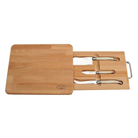 Jean Dubost Laguiole Four-Piece Cheese Knives and Cheese Board Set