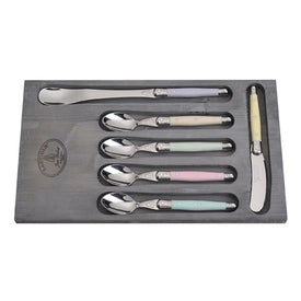 Jean Dubost Laguiole Six-Piece Coffee and Tea Set with Pastel Handles