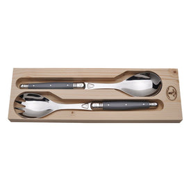 Jean Dubost Laguiole Salad Servers with Gray Handles