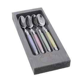 Jean Dubost Laguiole Four Dessert Spoons with Pastel Handles
