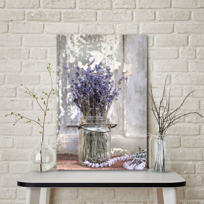 Lavender Bench 12" x 18" Gallery-Wrapped Canvas Wall Art