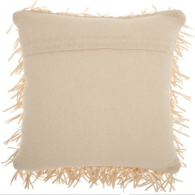 Mina Victory Shag Metallic Ribbon Shag Cream 20" x 20" Throw Pillow