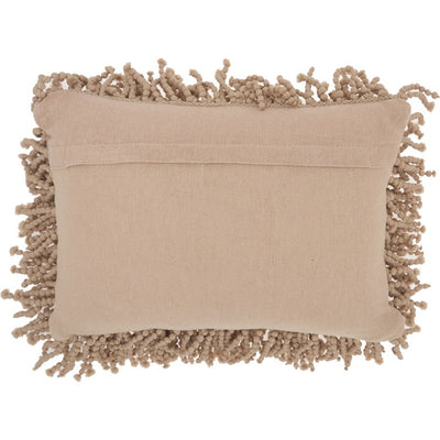 Mina Victory Skinny Fugga Shag Beige 14" x 20" Lumbar Throw Pillow