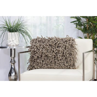 Mina Victory Skinny Fugga Shag Silver 14" x 20" Lumbar Throw Pillow