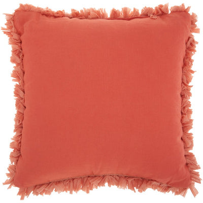 Mina Victory Chindi Short-Cut Shag Deep Coral 17" x 17" Throw Pillow