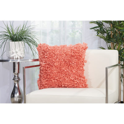 Mina Victory Chindi Short-Cut Shag Deep Coral 17" x 17" Throw Pillow