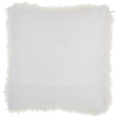 Mina Victory Yarn Shimmer Shag White 20" x 20" Throw Pillow