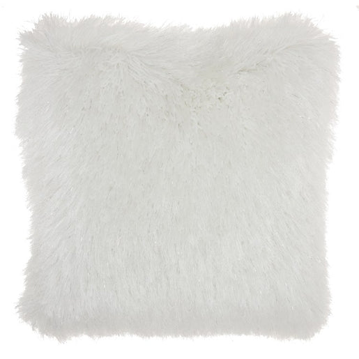 Mina Victory Yarn Shimmer Shag White 20" x 20" Throw Pillow
