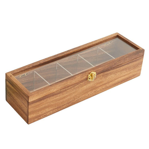 Five-Compartment Wood Tea Storage Box