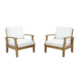 Marina Outdoor Patio Teak Armchairs Set of 2