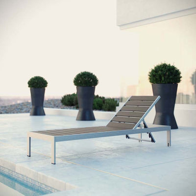 Shore Outdoor Patio Aluminum Chaise Lounge Chair