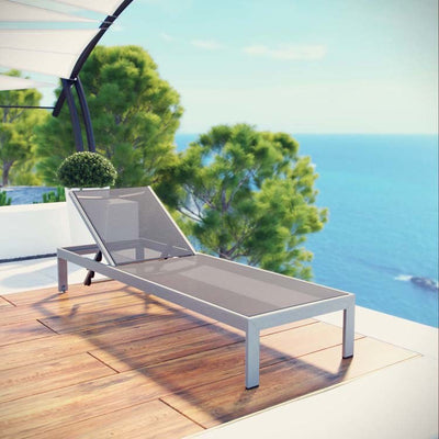 Shore Outdoor Patio Aluminum Mesh Chaise Lounge Chair