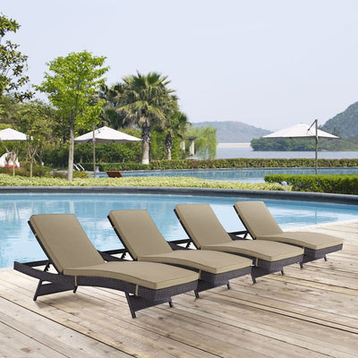 Convene Outdoor Patio Chaise Lounge Chairs Set of 4