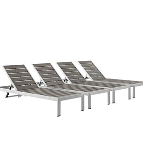 Product Image: EEI-2468-SLV-GRY-SET Outdoor/Patio Furniture/Outdoor Chaise Lounges