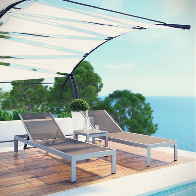 Shore Three-Piece Outdoor Patio Aluminum Chaise Lounge Set