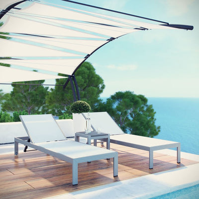 Shore Three-Piece Outdoor Patio Aluminum Chaise Lounge Set