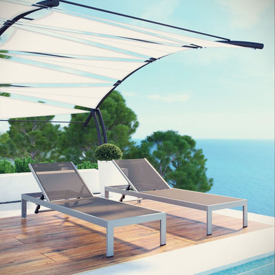 Shore Outdoor Patio Aluminum Chaise Lounge Chairs Set of 2