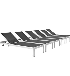 Product Image: EEI-2474-SLV-BLK-SET Outdoor/Patio Furniture/Outdoor Chaise Lounges