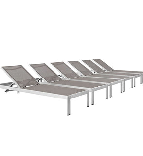 Product Image: EEI-2474-SLV-GRY-SET Outdoor/Patio Furniture/Outdoor Chaise Lounges