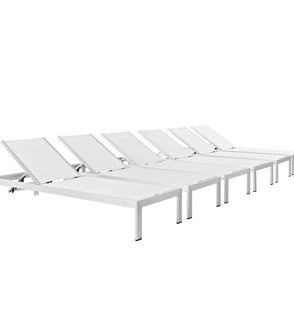 Product Image: EEI-2474-SLV-WHI-SET Outdoor/Patio Furniture/Outdoor Chaise Lounges
